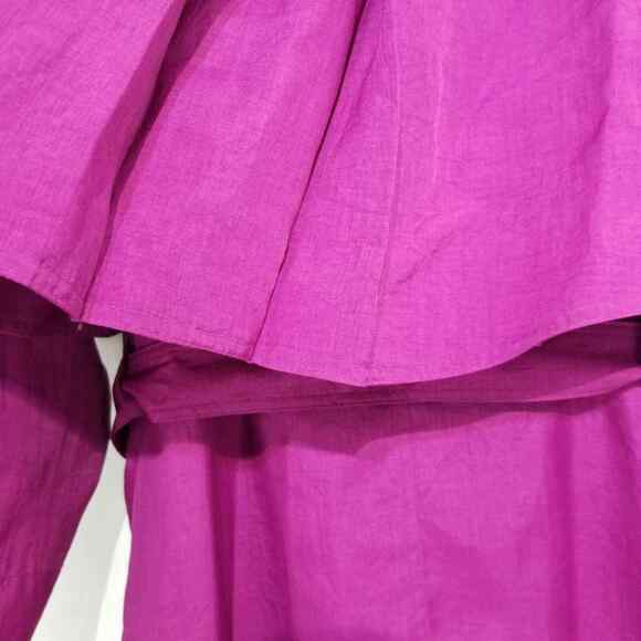 Vintage Women's Portrait Belted Trench Coat Raspberry Purple Size 12 Zip Out - Picture 8 of 12